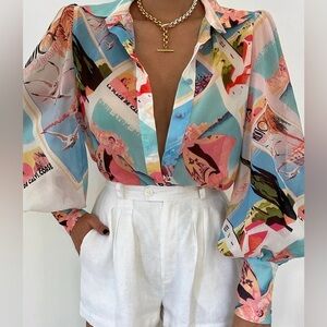 RUNWAY FLEETWOOD BLOUSE - VACAY, XS NWT